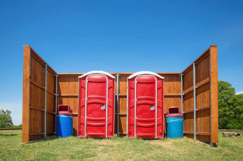 Short-term porta potty units staged for delivery in Camden, Arkansas